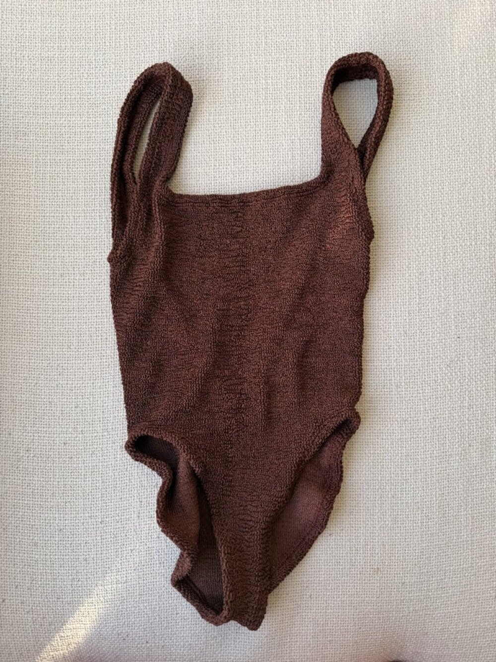 Hunza G Swimsuit Square Neck Swim Metallic Chocolate - Picture 6 of 7